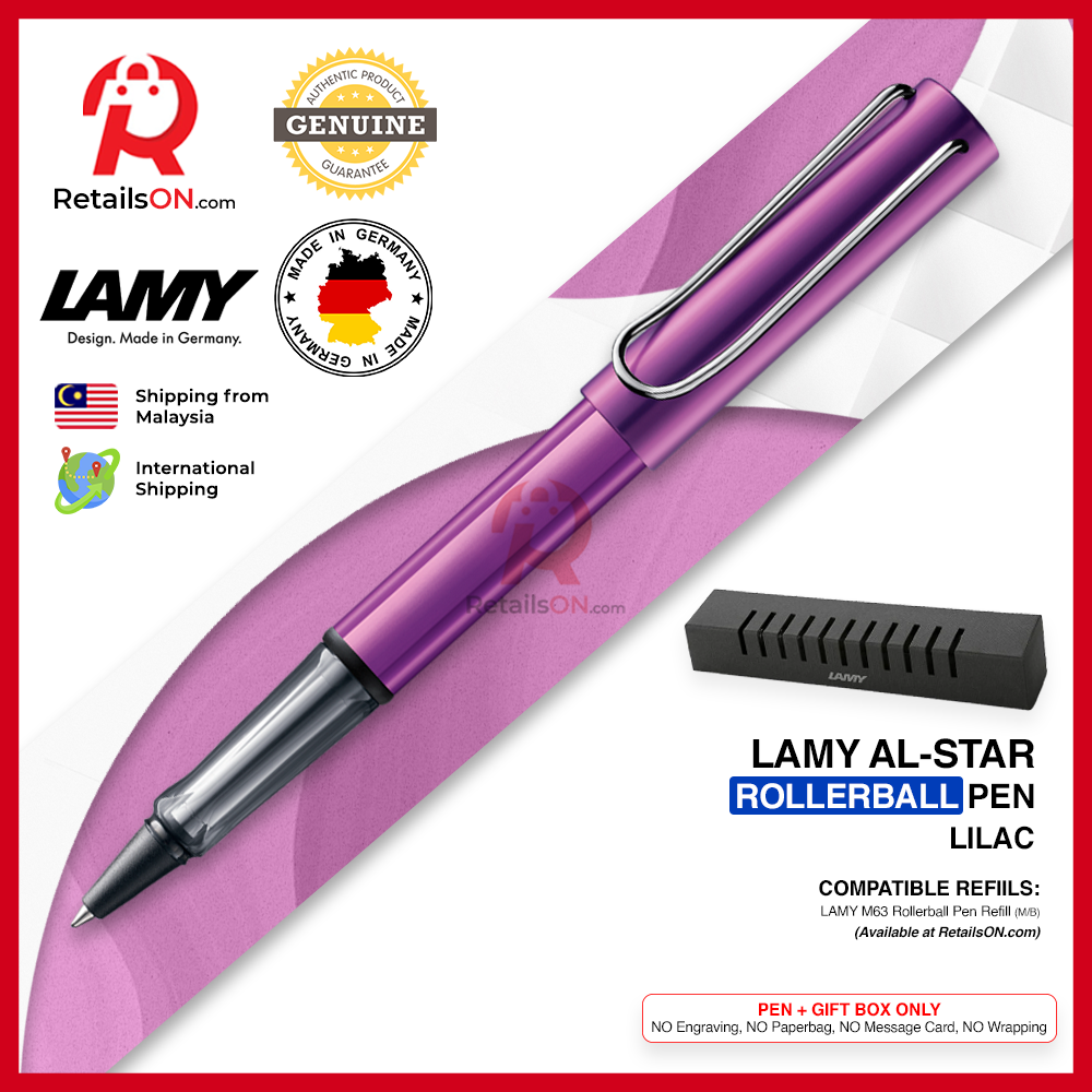 Lamy AL-star Rollerball Pen - Lilac Purple (with Black - Medium (M) Refill) / {ORIGINAL, Made in Germany} / [RetailsON]