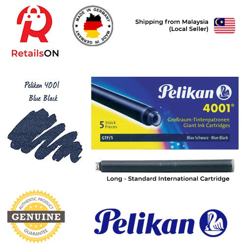 Pelikan 4001/GTP5 Ink Cartridges - Blue Black / International Fountain Pen  Ink Cartridges (ORIGINAL) [1 Pack of 5]