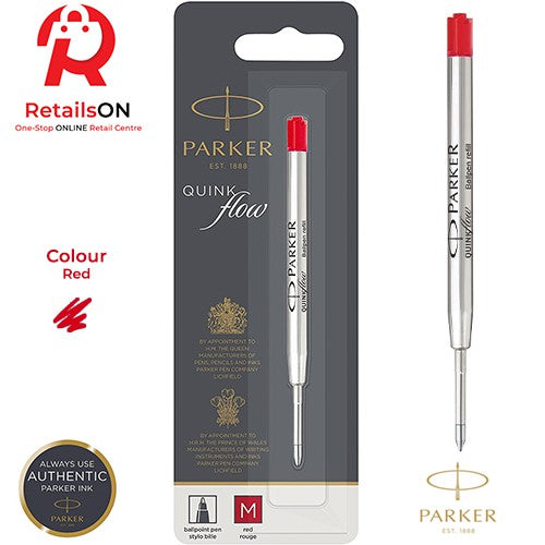 Parker QUINK Refill Ballpoint - Red (M) - (ORIGINAL) / [RetailsON] - RetailsON.com (Premium Retail Collections)