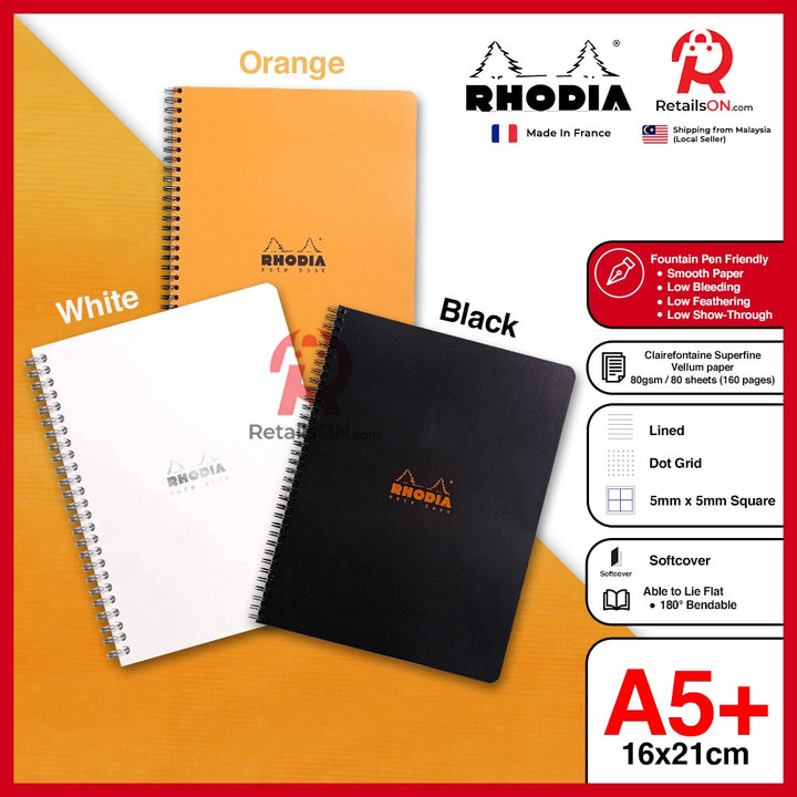 RHODIA Notebook - Classic Series (A5+) - Fountain Pen Friendly Paper (ORIGINAL) | [RetailsON] - RetailsON.com (Premium Retail Collections)