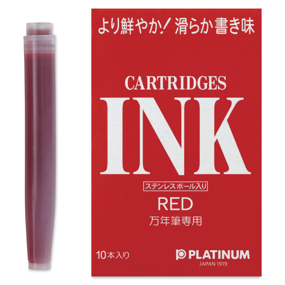 Platinum Dye Ink Cartridges – #2 Red [1 pack of 10] / Fountain Pen Ink Cartridge 1 box (ORIGINAL) / [RetailsON]