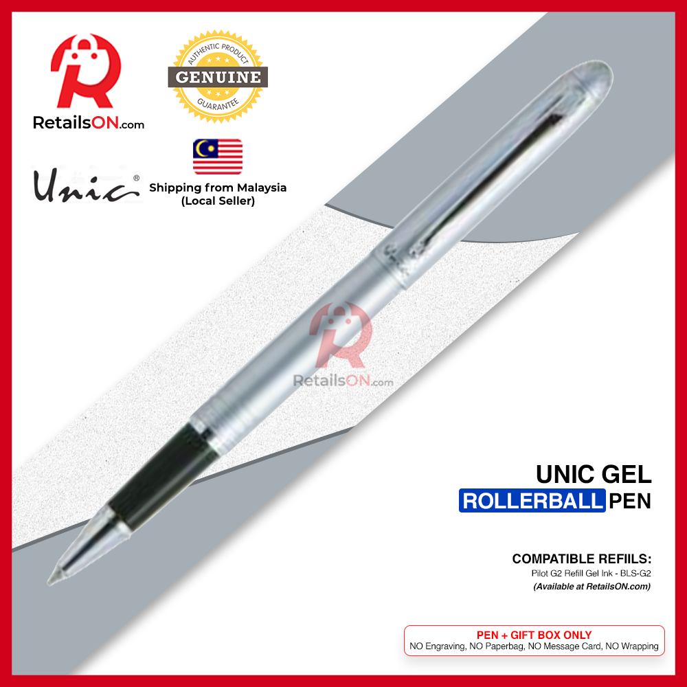 Pilot Unic Slim Rollerball Pen - Silver CT (1117CCR) / using Pilot G2 Refill - BLS-G2 / [RetailsON]