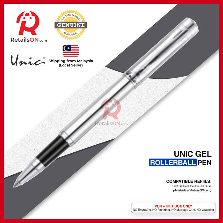 Pilot Unic Standard Rollerball Pen - Full Chrome CT (260CSCR) / using Pilot G2 Refill - BLS-G2 / [RetailsON]