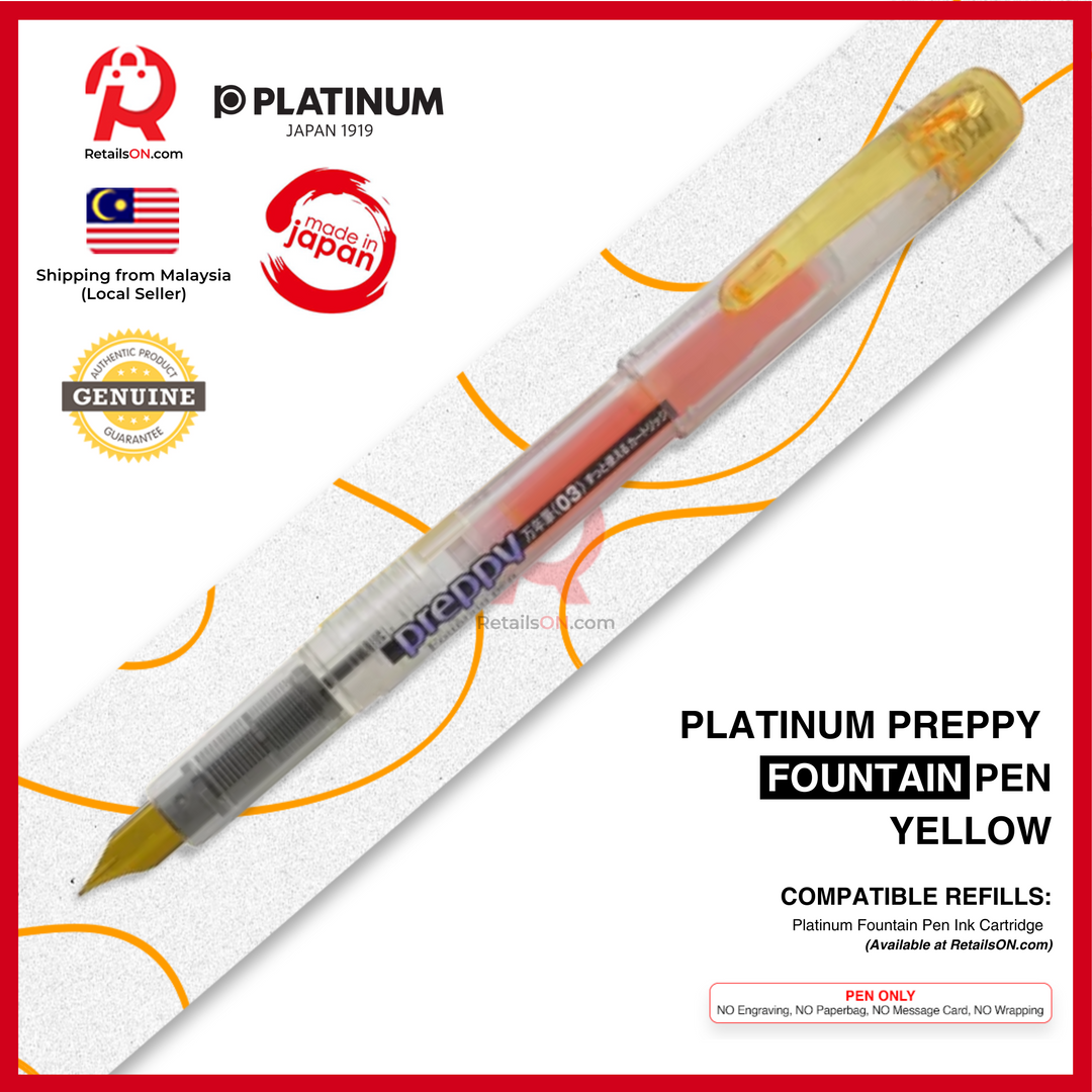 Platinum Preppy Fountain Pen - Yellow / Japan {ORIGINAL} / [RetailsON]