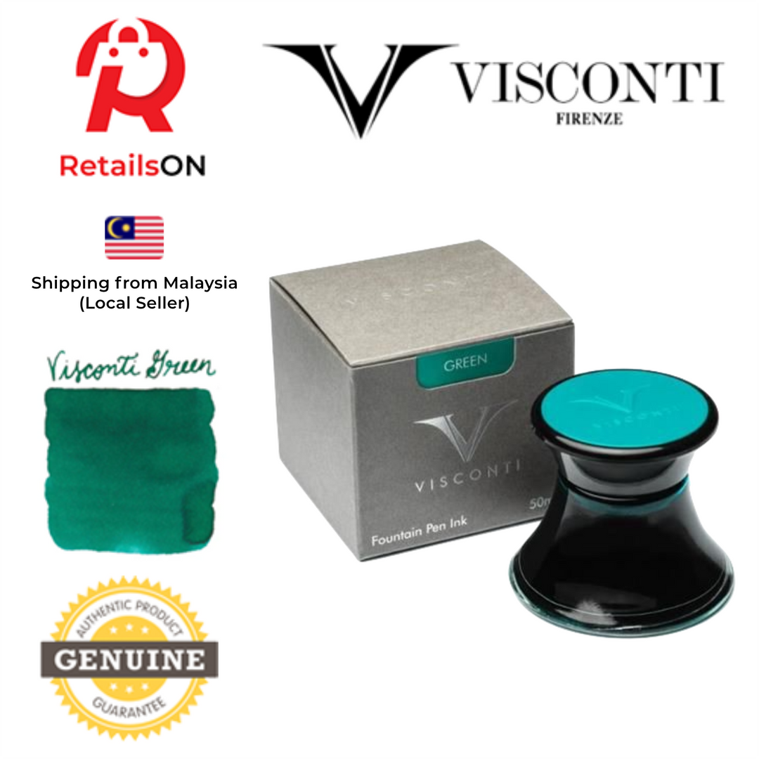 Visconti Ink Bottle (50ml) - Green / Fountain Pen Ink Bottle 1pc (ORIGINAL) / [RetailsON]