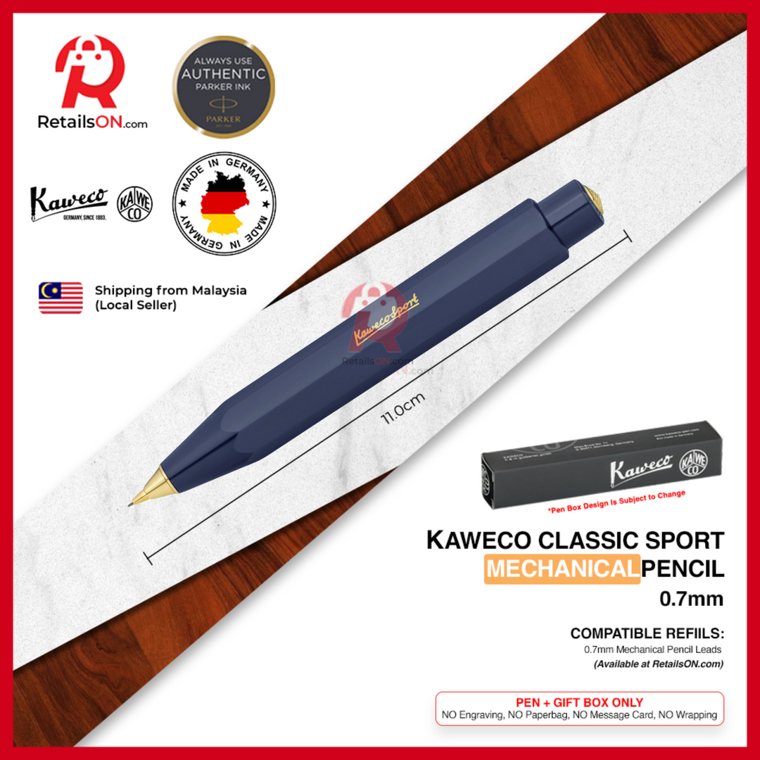 Kaweco Classic SPORT Mechanical Pencil - Blue Gold Trim (0.7mm) / {ORIGINAL} / [RetailsON]