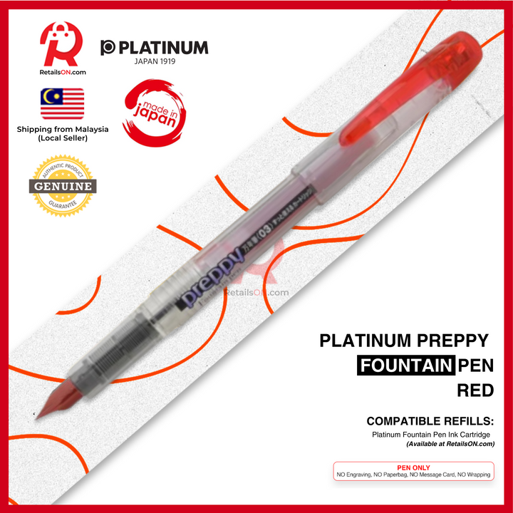 Platinum Preppy Fountain Pen - Red / Japan {ORIGINAL} / [RetailsON]