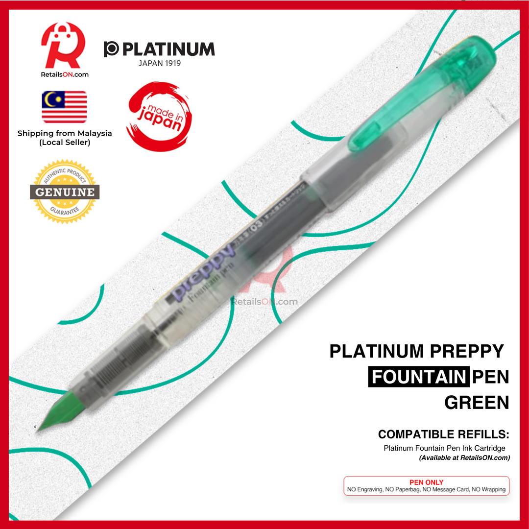 Platinum Preppy Fountain Pen - Green / Japan {ORIGINAL} / [RetailsON]