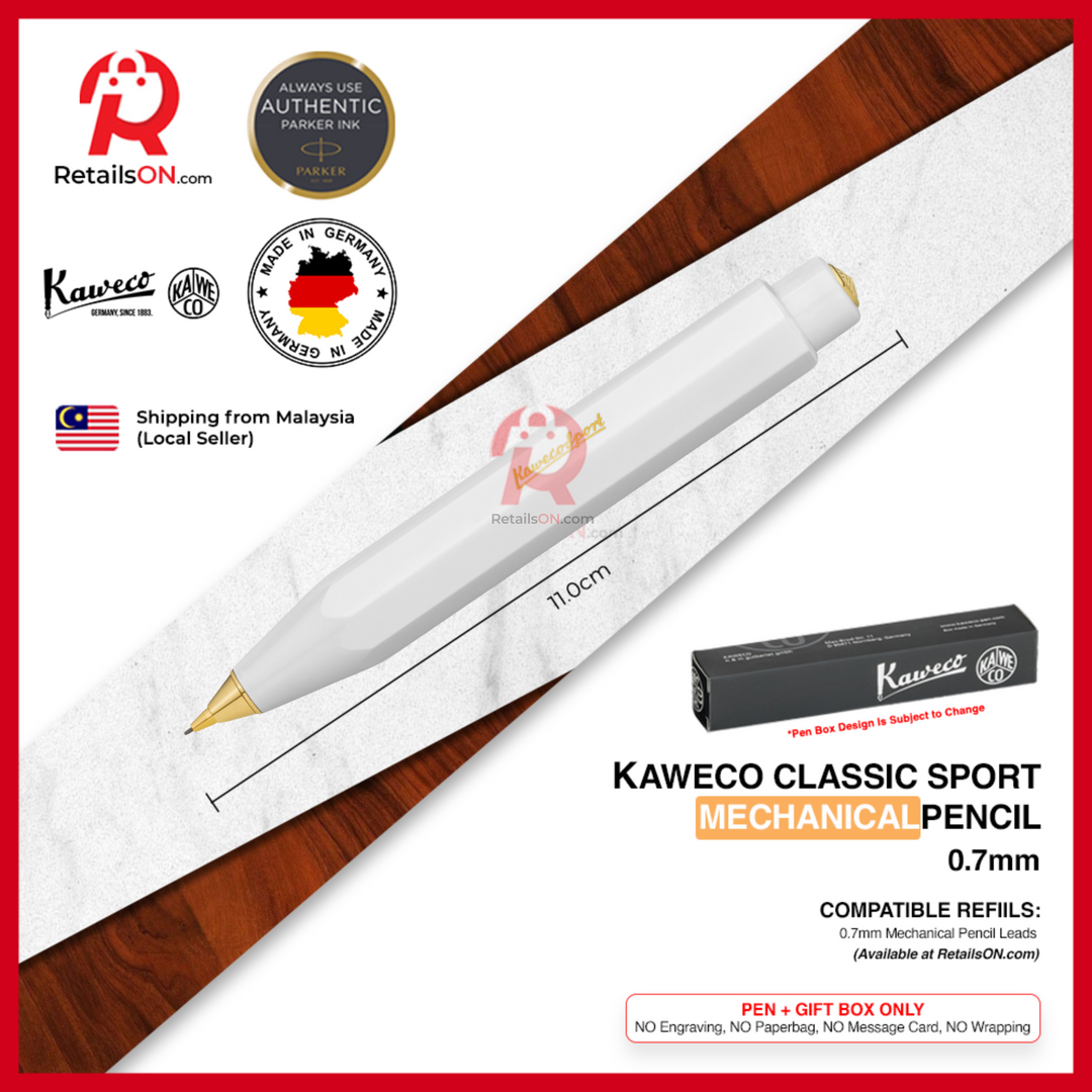 Kaweco Classic SPORT Mechanical Pencil - White Gold Trim (0.7mm) / {ORIGINAL} / [RetailsON]