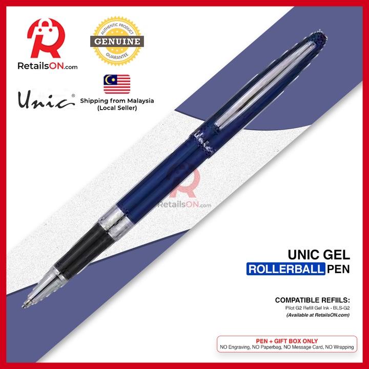 Pilot Unic Torpedo Rollerball Pen - Blue CT (283CLR) / using Pilot G2 Refill - BLS-G2 / [RetailsON]