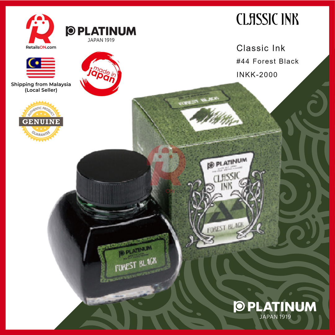 Platinum Ink Bottle Classic 60ml -#44 Forest Black / Fountain Pen Ink Bottle 1pc (ORIGINAL) / [RetailsON]