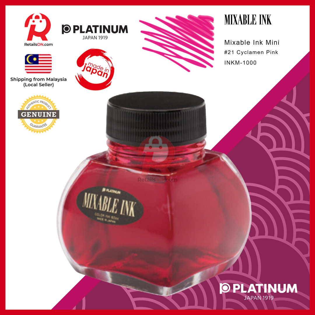 Platinum Ink Bottle Mixable 60ml - #21 Cyclamen Pink / Fountain Pen Ink Bottle 1pc (ORIGINAL) / [RetailsON]