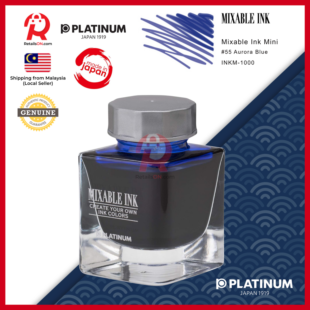 Platinum Ink Bottle Mixable 20ml - #55 Aurora Blue / Fountain Pen Ink Bottle 1pc (ORIGINAL) / [RetailsON]