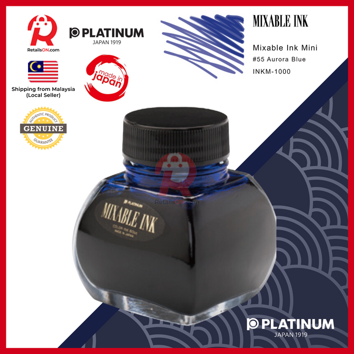 Platinum Ink Bottle Mixable 60ml - #55 Aurora Blue / Fountain Pen Ink Bottle 1pc (ORIGINAL) / [RetailsON]