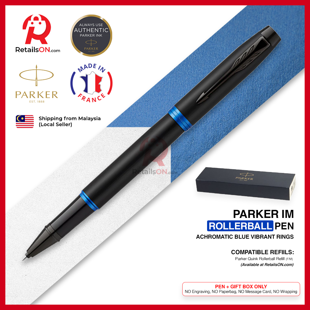 Parker IM Rollerball Pen - Vibrant Rings - Marine Blue (with Black - Medium (M) Refill) / {ORIGINAL} / [RetailsON]