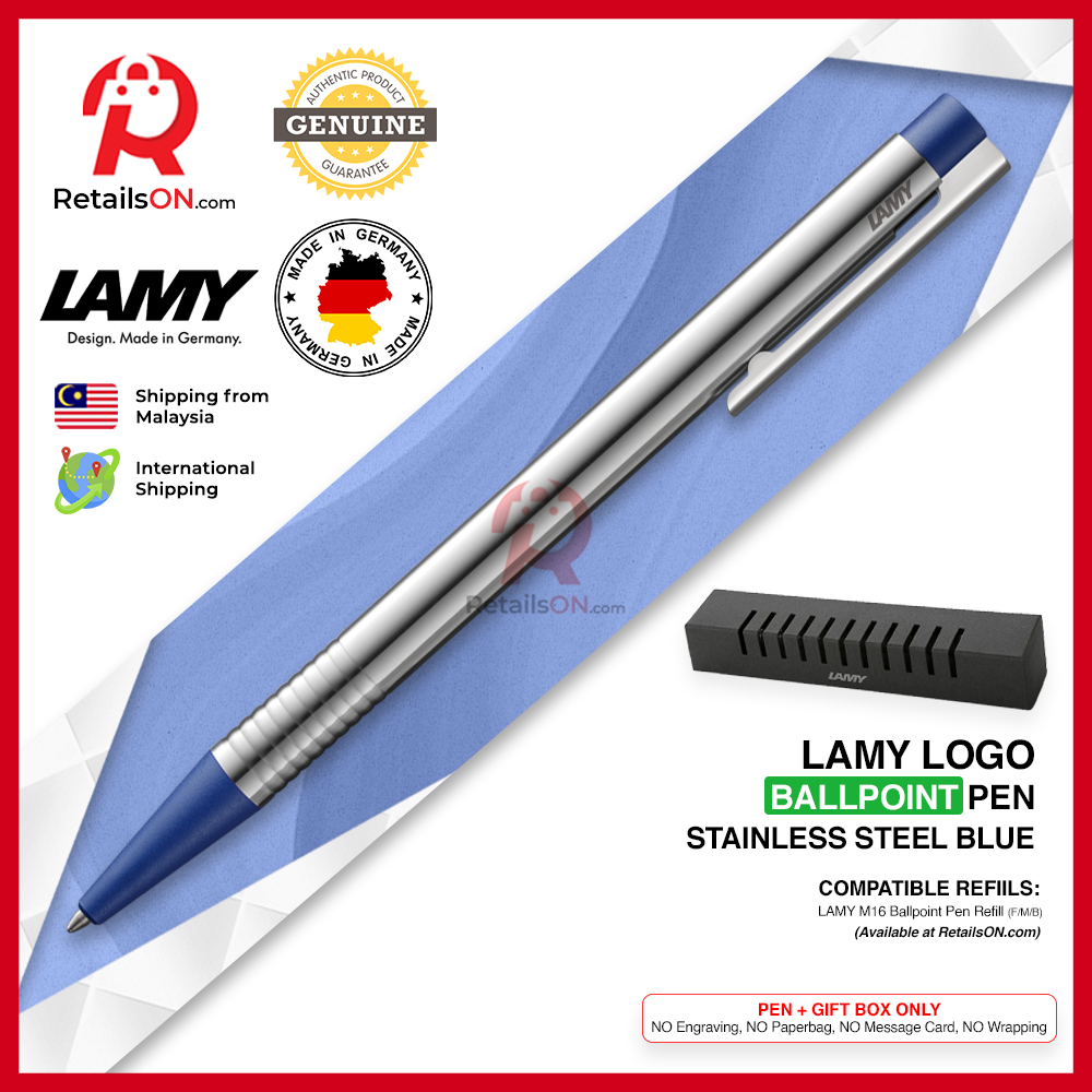 Lamy Logo Ballpoint Pen - Steel Blue (with Black - Medium (M) Refill) / {ORIGINAL, Made in Germany} / [RetailsON]