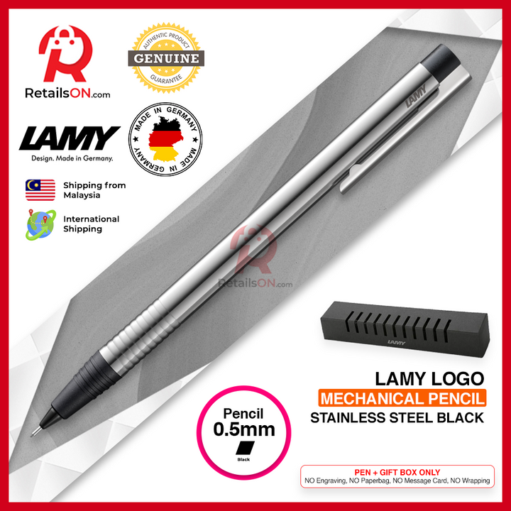 Lamy Logo Mechanical Pencil - Steel Black 0.5mm / {ORIGINAL, Made in Germany} / [RetailsON]