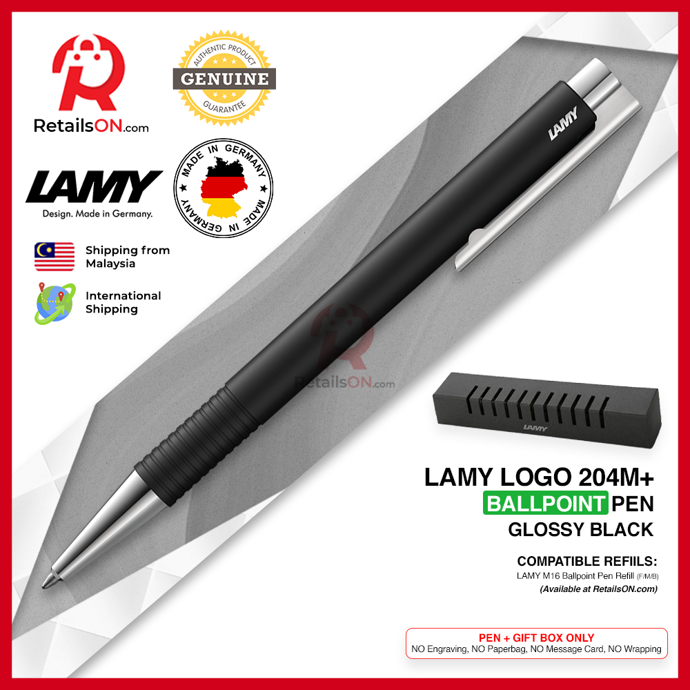 Lamy Logo M+ Ballpoint Pen - Black (with Black - Medium (M) Refill) / {ORIGINAL, Made in Germany} / [RetailsON]