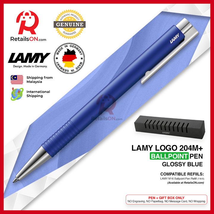 Lamy Logo M+ Ballpoint Pen - Blue (with Black - Medium (M) Refill) / {ORIGINAL, Made in Germany} / [RetailsON]
