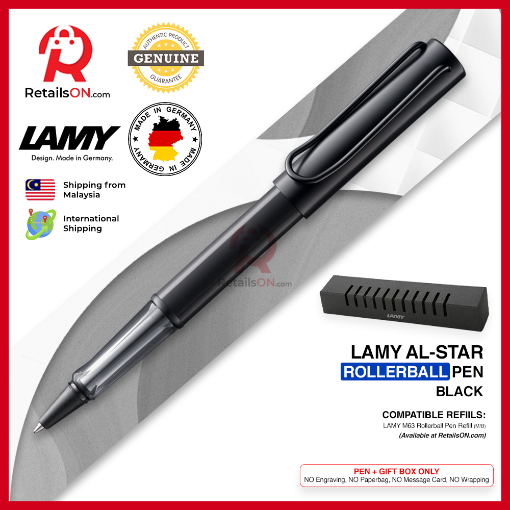 Lamy AL-star Rollerball Pen - Black (with Black - Medium (M) Refill) / {ORIGINAL, Made in Germany} / [RetailsON]