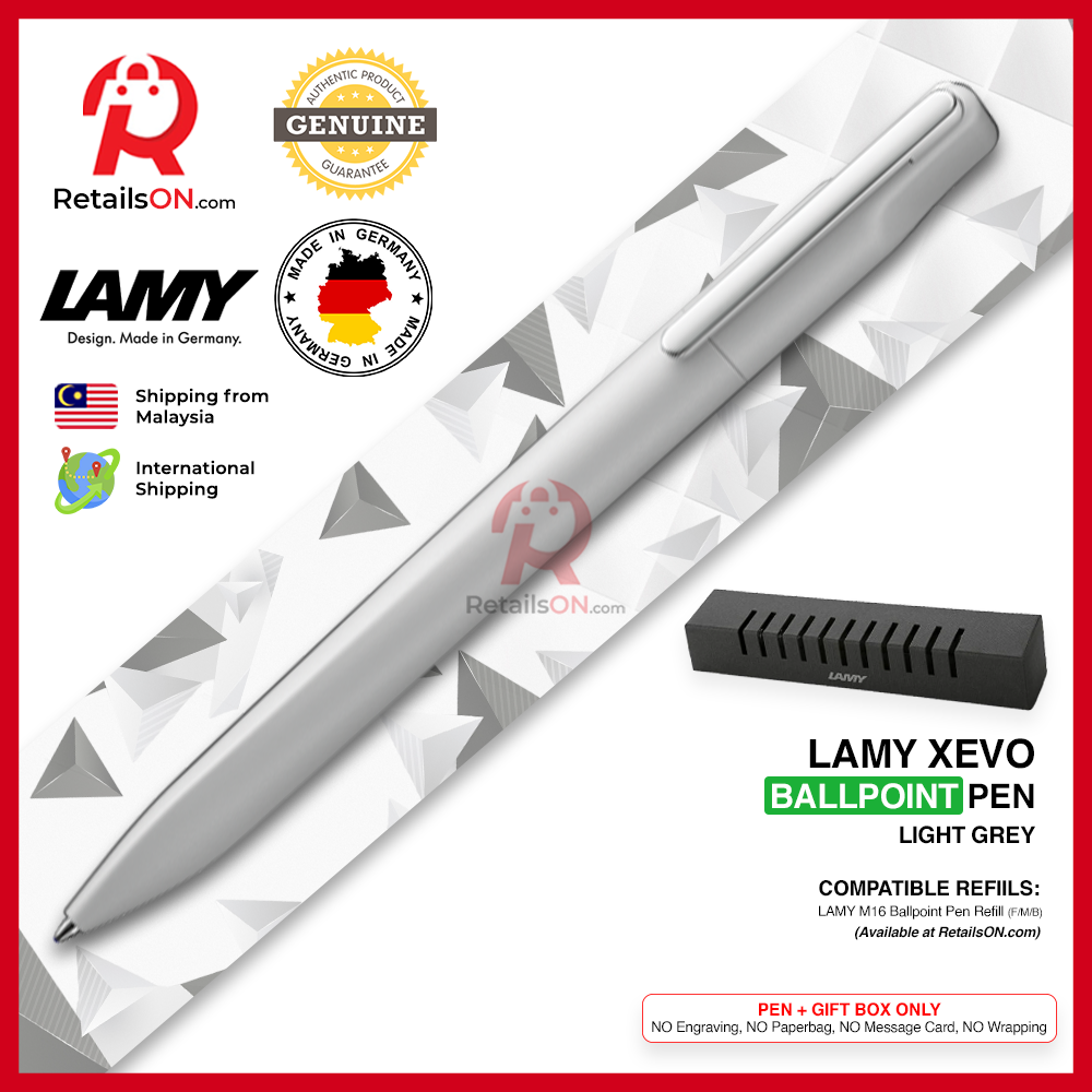 Lamy Xevo Ballpoint Pen - Light Grey (with Black - Medium (M) Refill) / {ORIGINAL, Made in Germany} / [RetailsON]