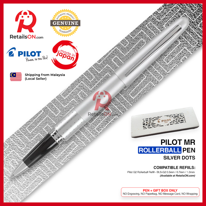 Pilot Metropolitan MR Rollerball Gel Pen - Silver Dots - Refill Black (M) / using Pilot G2 BLS-G2 Refill / {ORIGINAL}