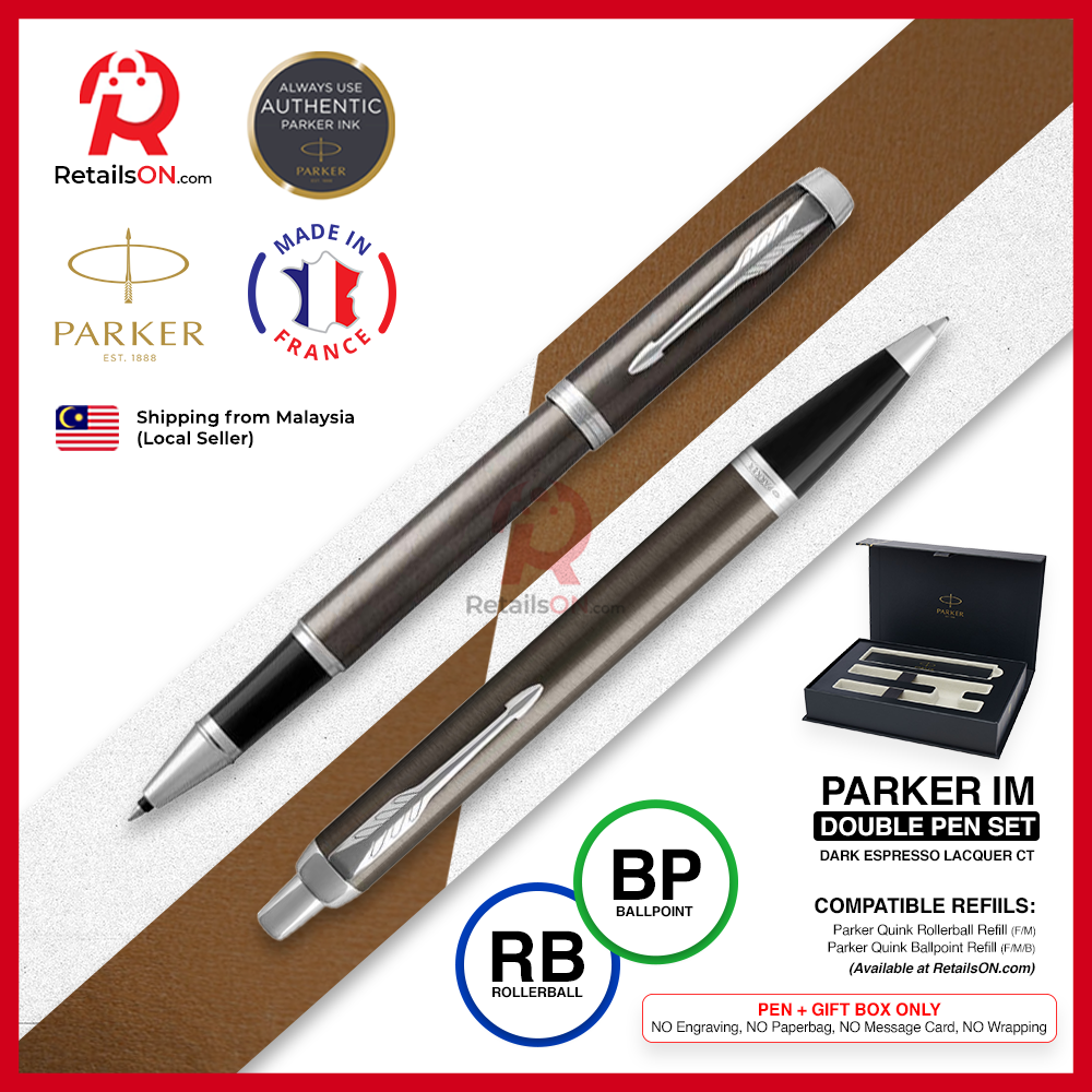 Parker IM Double Pen Gift Set - Rollerball and Ballpoint Pen (with Black - Medium (M) Refill) / {ORIGINAL} / [RetailsON]