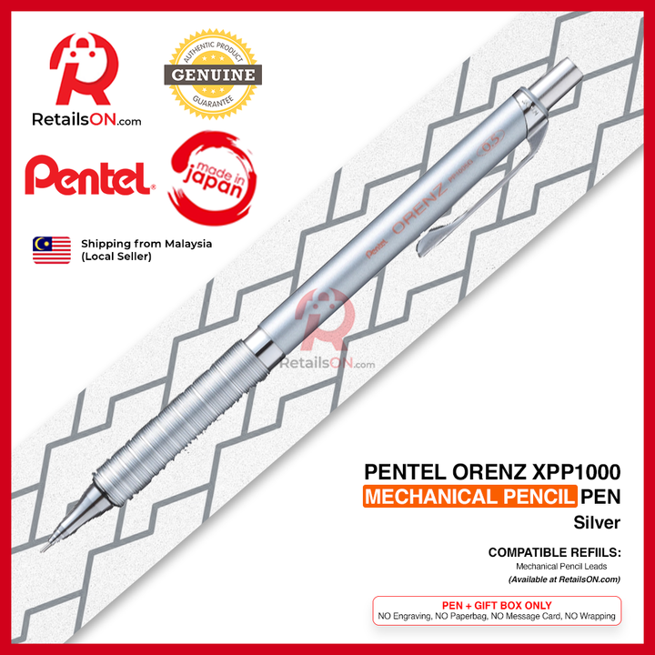 Pentel Orenz Mechanical Pencil - Silver / XPP1000 Automatic Pencil [RetailsON]