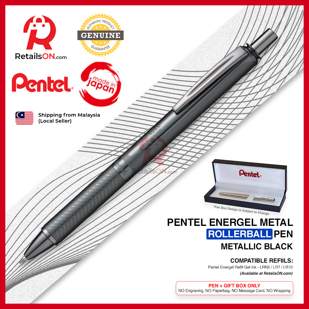 Pentel Energel Metal Rollerball Pen - Metallic Black / BL407 - Energel LR7 refill [RetailsON]