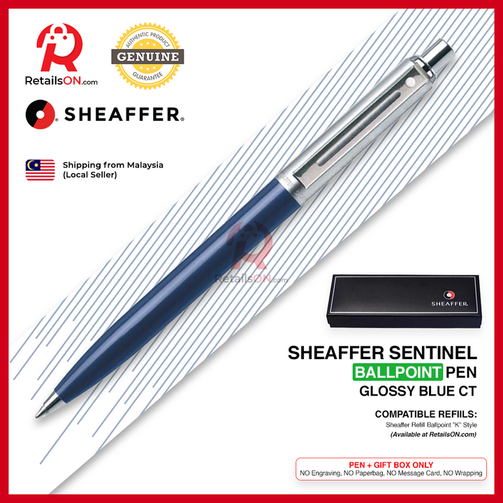 Sheaffer Sentinel Ballpoint Pen - Blue CT (with Black - Medium (M) Refill) / {ORIGINAL} / [RetailsON]