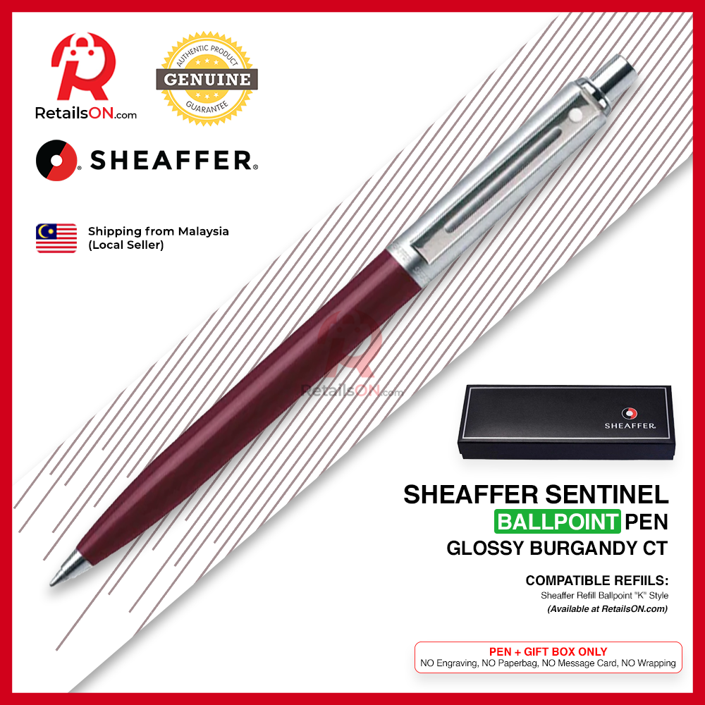 Sheaffer Sentinel Ballpoint Pen - Burgundy Red CT (with Black - Medium (M) Refill) / {ORIGINAL} / [RetailsON]