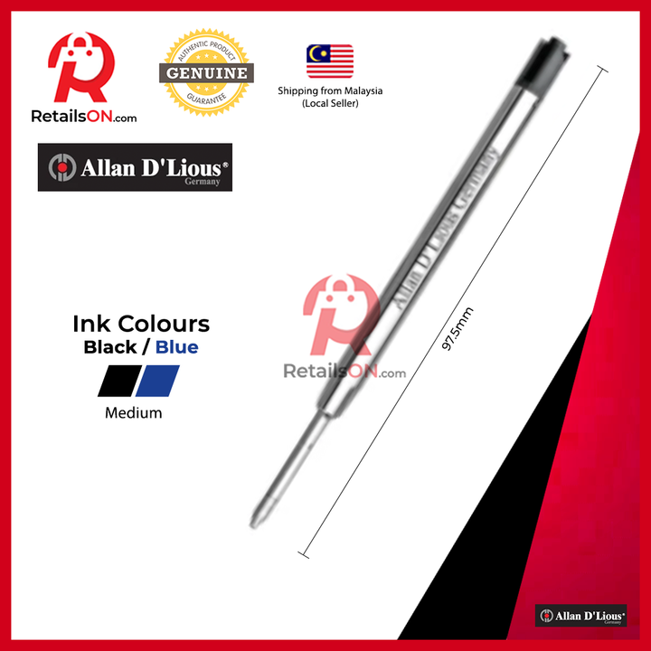 Allan D'Lious Refill for Ballpoint Pens - Black/Blue [1pc] / [RetailsON]