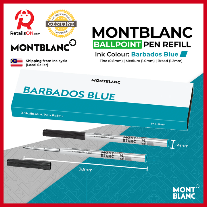 Montblanc Ballpoint Refill (2 Per Pack) - Barbados Blue (ORIGINAL) / [RetailsON]