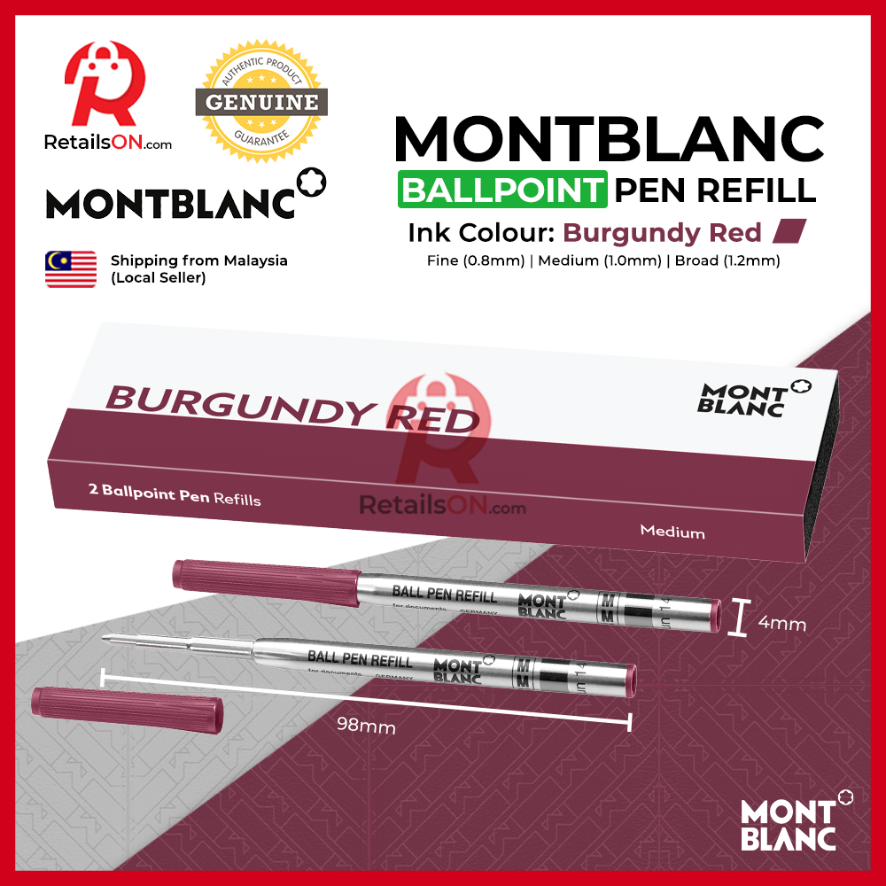 Montblanc Ballpoint Refill (2 Per Pack) - Burgundy Red (ORIGINAL) / [RetailsON]