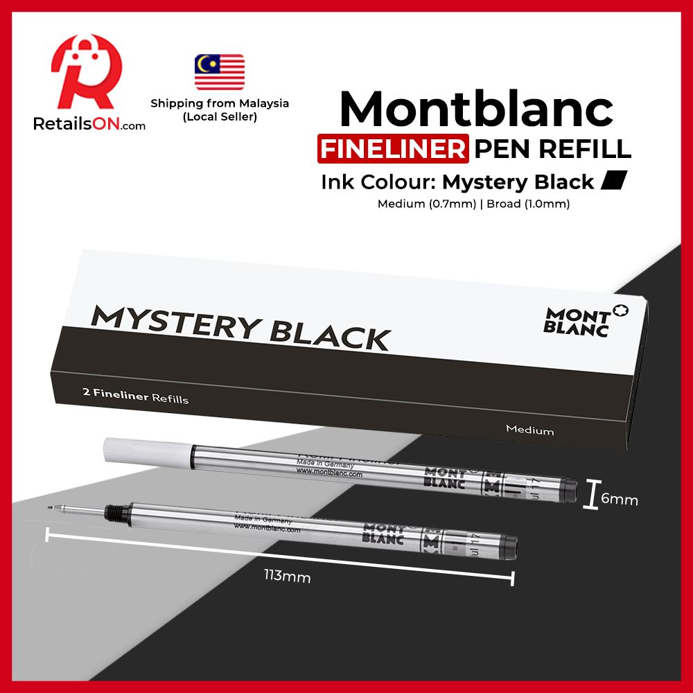 Montblanc Fineliner Refill (2 Per Pack) - Mystery Black  / For MB Fineliner and Rollerball Pens / [RetailsON]