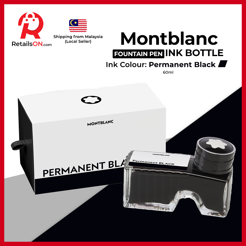 Montblanc Ink Bottle 60ml - Permanent Black / Fountain Pen Ink Bottle Pigmented Permanent Black