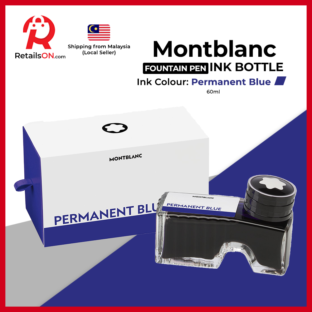 Montblanc Ink Bottle 60ml - Permanent Blue / Fountain Pen Ink Bottle Pigmented Permanent Blue