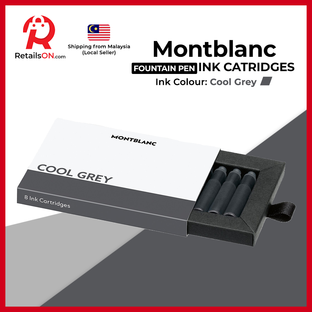 Montblanc Fountain Pen Ink Cartridges (8 Per Pack) - Cool Grey / Standard Fountain Pen Ink Cartridge