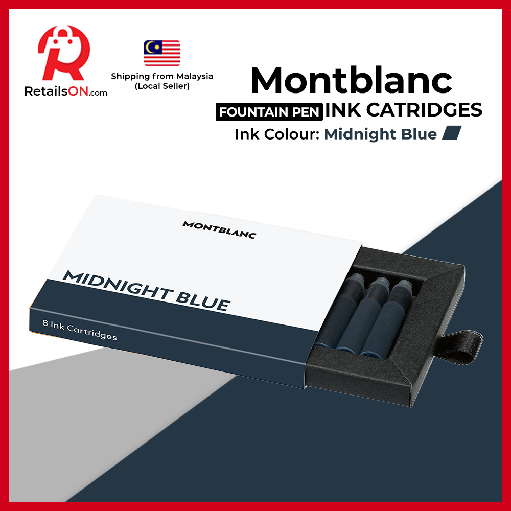 Montblanc Fountain Pen Ink Cartridges (8 Per Pack) - Midnight Blue / Standard Fountain Pen Ink Cartridge