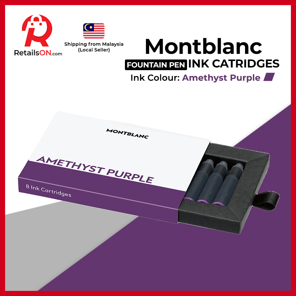 Montblanc Fountain Pen Ink Cartridges (8 Per Pack) - Amethyst Purple / Standard Fountain Pen Ink Cartridge