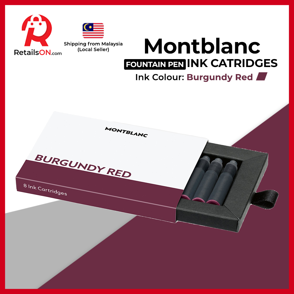 Montblanc Fountain Pen Ink Cartridges (8 Per Pack) - Burgundy Red / Standard Fountain Pen Ink Cartridge