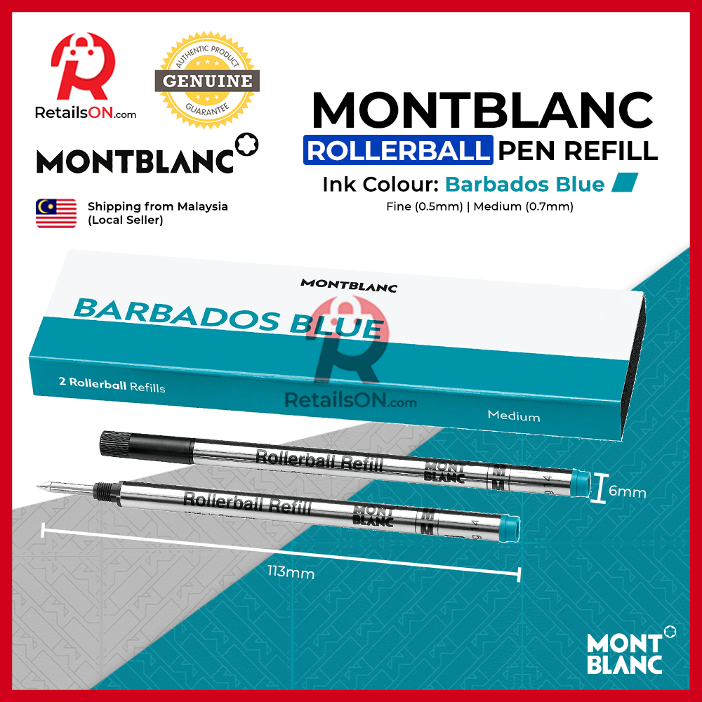 Montblanc Rollerball Refill (2 Per Pack) - Barbados Blue (ORIGINAL) / [RetailsON]