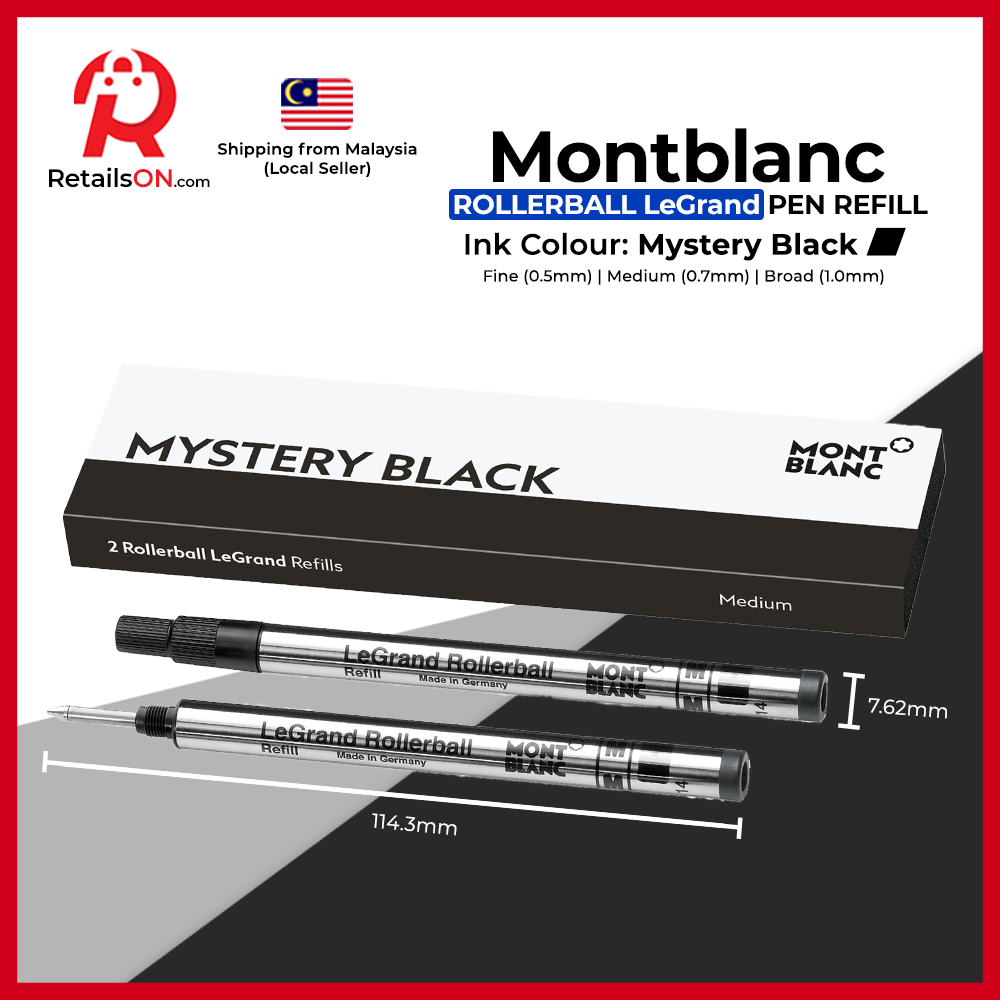 Montblanc Rollerball LeGrand Refill (2 Per Pack) Mystery Black / Rollerball Pen Refill