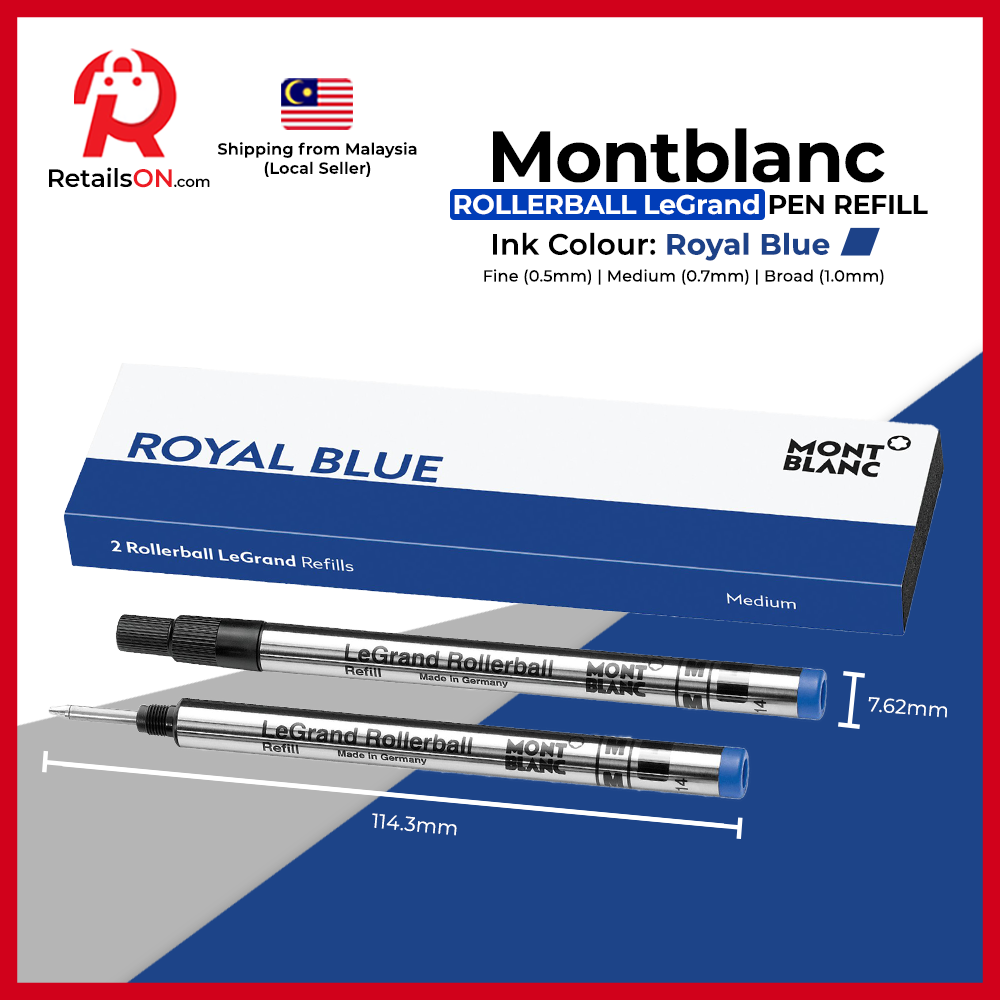 Montblanc Rollerball LeGrand Refill (2 Per Pack) Royal Blue / Rollerball Pen Refill [RetailsON]