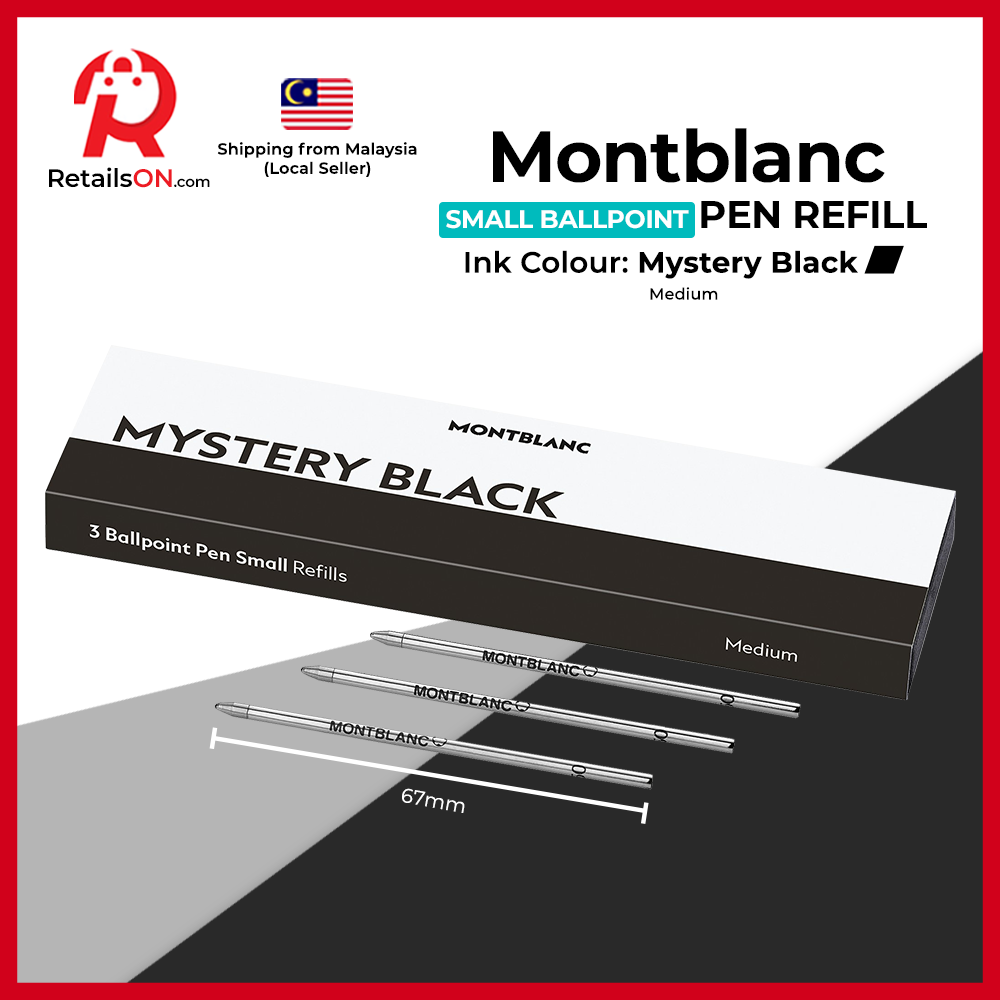 Montblanc SMALL Ballpoint Refills (3 Per Pack) - Mystery Black - Medium (M)  / Mini D1 Refill