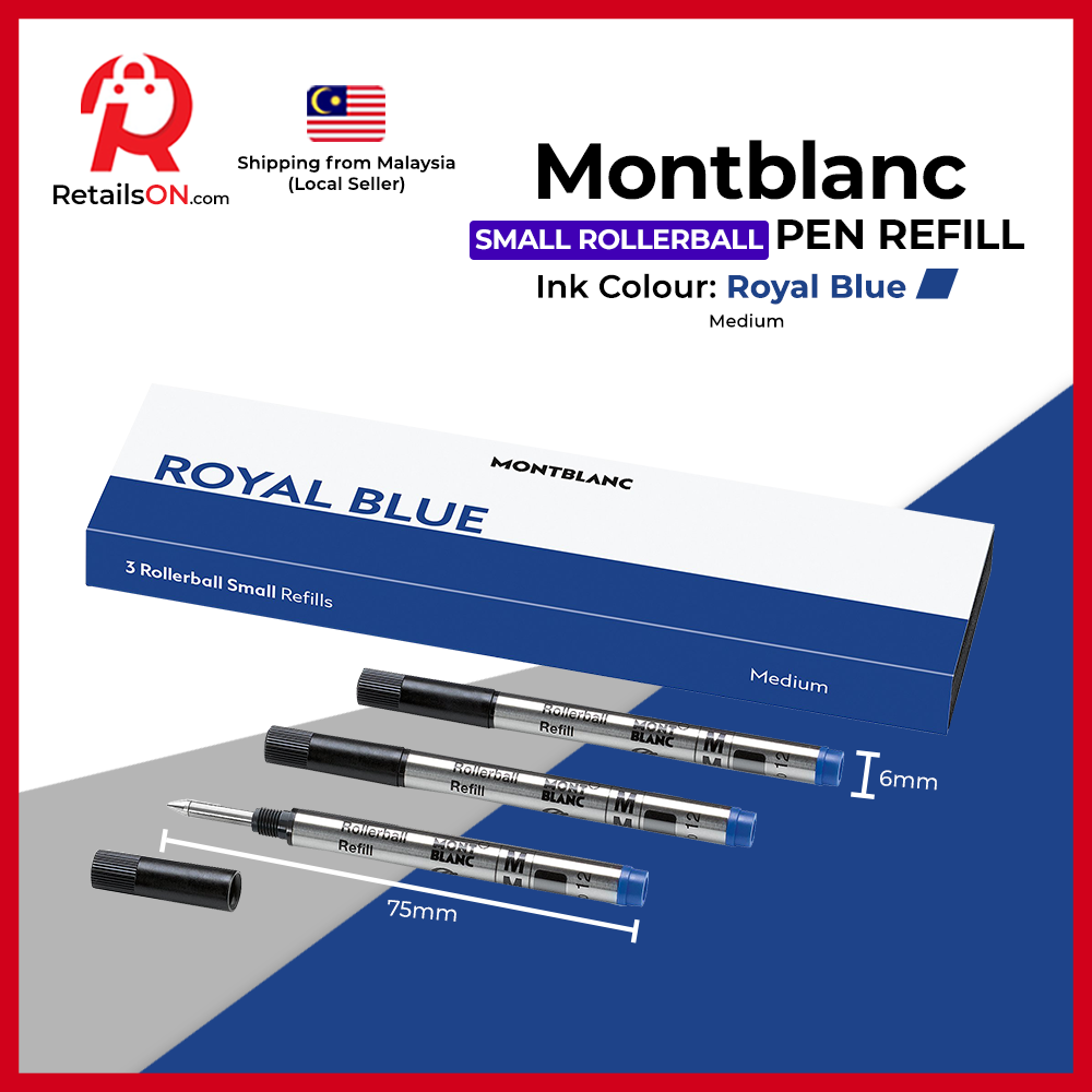 Montblanc SMALL Rollerball Refills (3 Per Pack) - Royal Blue - Medium (M)