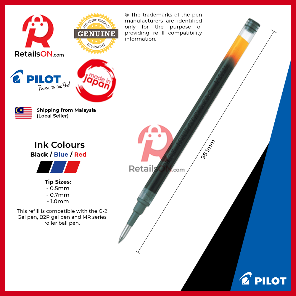 Pilot G2 Refill Gel Ink - BLS-G2 0.5mm/0.7mm/1.0mm - Multi Colours / [for G2 Gel pen, B2P gel pen and MR series]