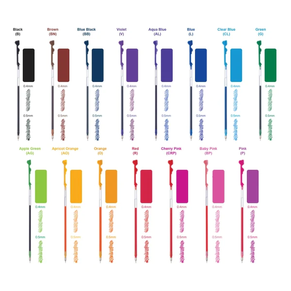 Pilot Hi-Tec-C Coleto Multi Color Gel Pen Refill 0.4mm/0.5mm - Multi Colours / [LHKRF]