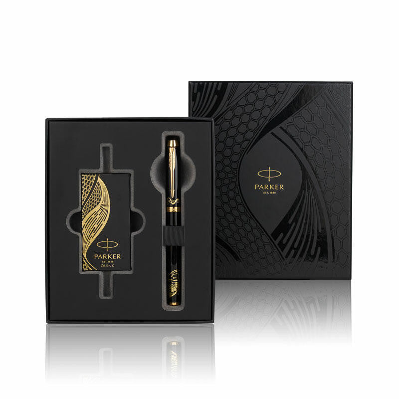 Parker IM Fountain Pen Gift Set - Snake 25 Black Gold Trim (with Black - Ink Bottle Refill) / {ORIGINAL} / [RetailsON]