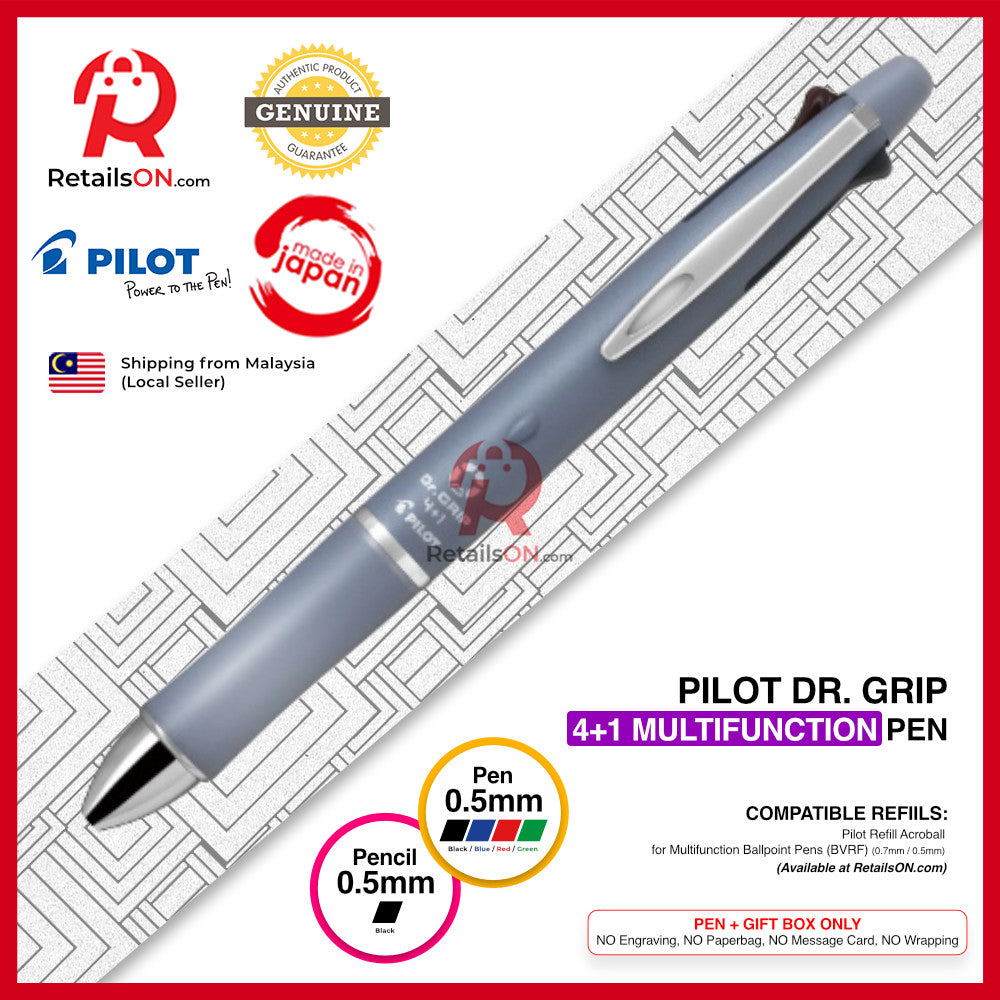 Pilot Dr. Grip Multifunction Pen with Pencil (4+1) - 0.5mm (EF) - Hydrangea Blue / Dr Grip / {ORIGINAL} / [RetailsON]
